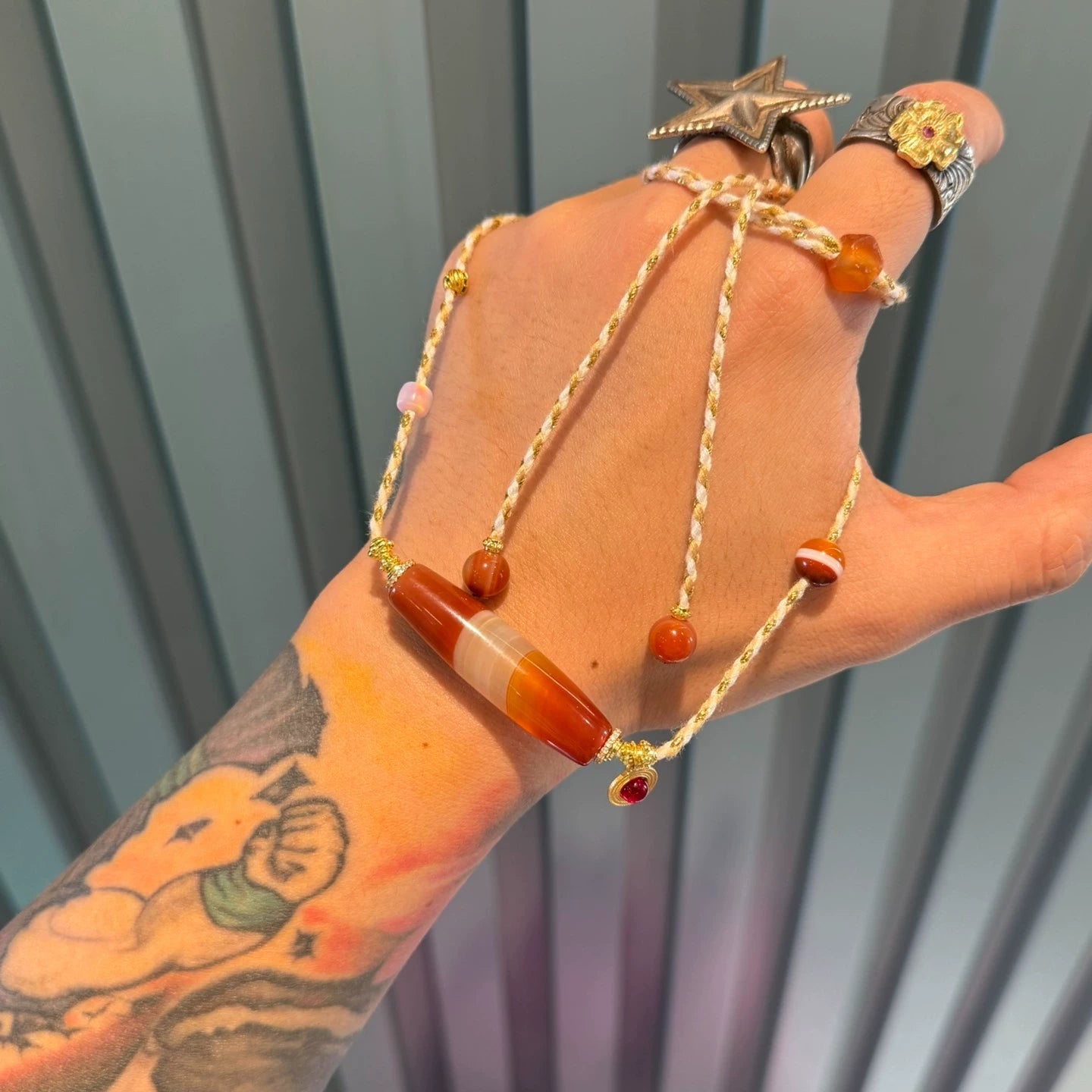 Rare Red One-Line Medicine Master Agate Necklace • Cross-Civilization Fusion Aoao Toys