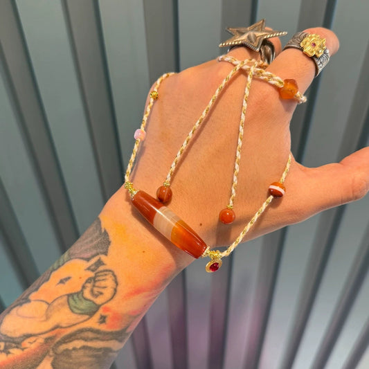 Rare Red One-Line Medicine Master Agate Necklace • Cross-Civilization Fusion Aoao Toys