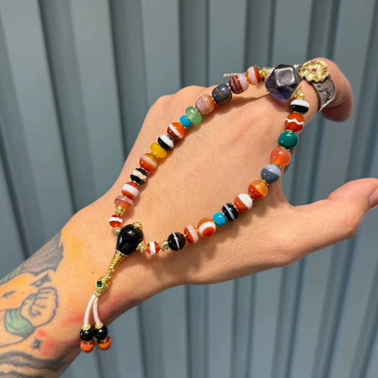 Multi-Treasure Agate Handstring • Tibetan Style Rainbow Design Aoao Toys