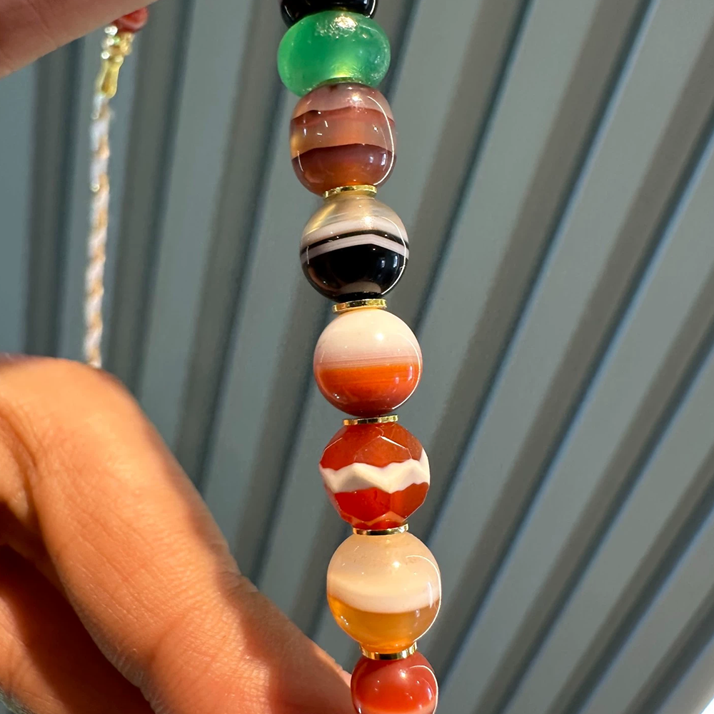 Multi-Treasure Tibetan-Style Bracelet with Agate  One-Line Medicine Beads Aoao Toys