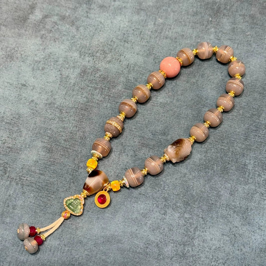 Tibetan Medicine Master Handstring • Natural Single-Line Sardonyx Aoao Toys