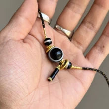 🌟 Banded Agate Goat Eye Bead Necklace 16mm Round One-Line Medicine Buddha Bead • Natural Banding • Authentic Design Aoao Toys