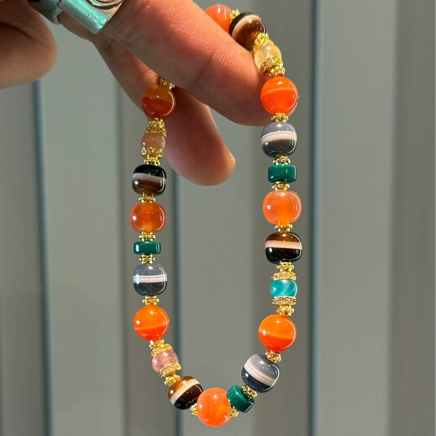 One-Line Medicine Bead Multi-Treasure Bracelet – Handcrafted Agate & Tibetan Beads Aoao Toys