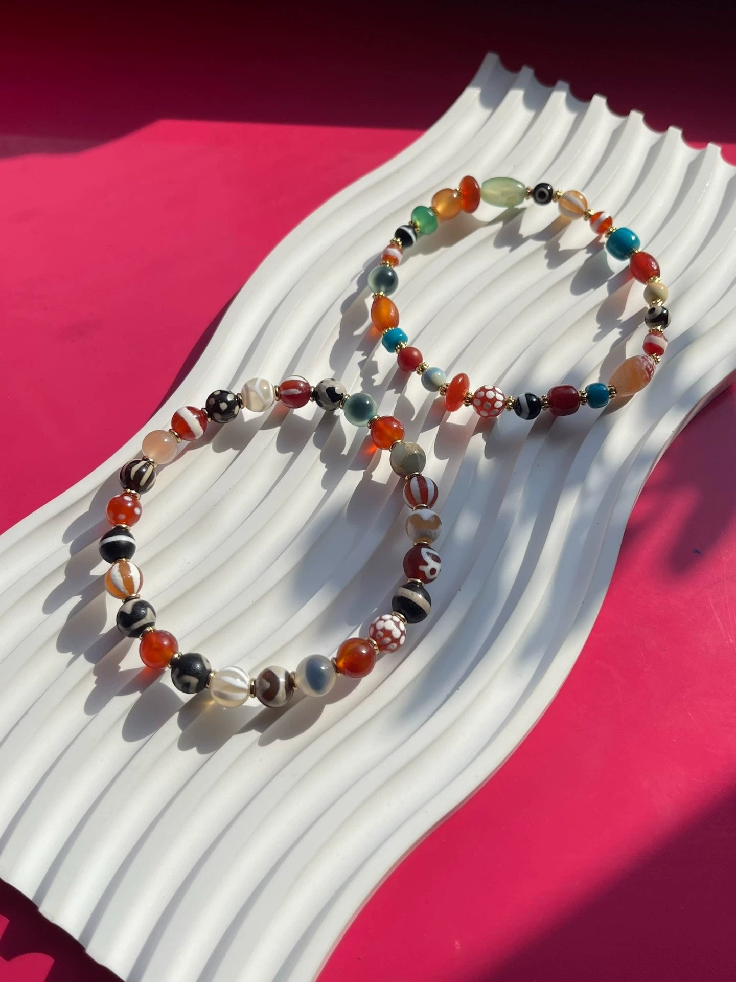 Ancient Multi-Treasure Agate Necklace • Double-Layer Tibetan Style Aoao Toys