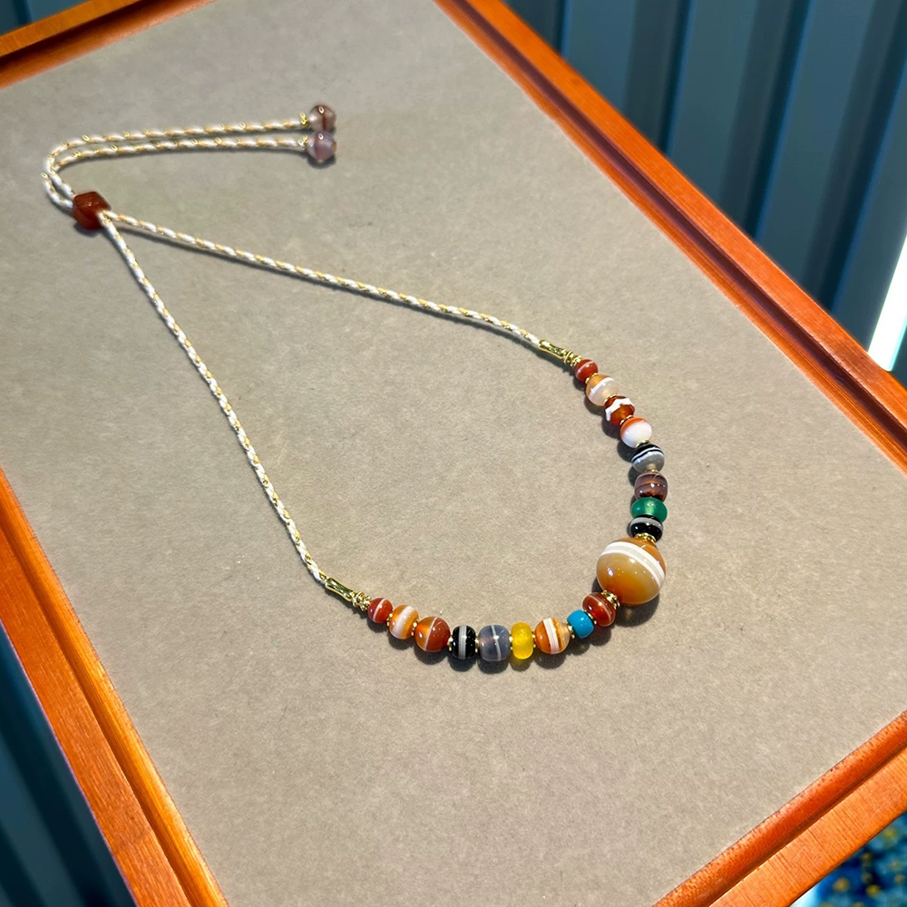 Multi-Treasure Tibetan-Style Bracelet with Agate  One-Line Medicine Beads Aoao Toys