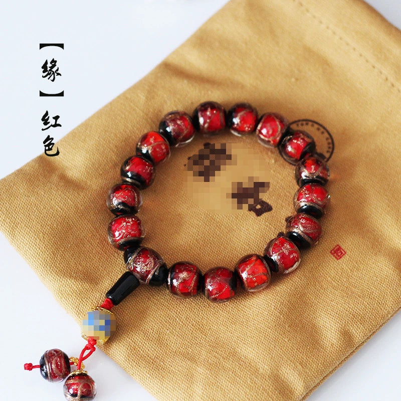 🌟**【Crowdfunding Exclusive】** Yonghegong Style Incense Ash Glazed Bracelet・Gold Foil 三通 Design 🌟 Aoao Toys