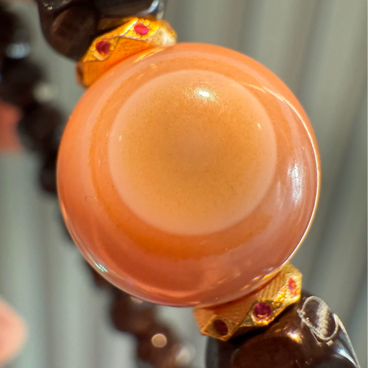 Gold Lucky Color:Agate Dzi Necklace with Milky White & Red Eyes Aoao Toys