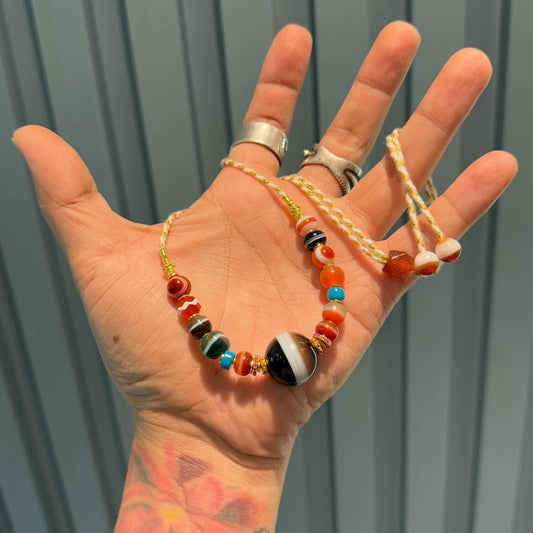 Rare 18mm Wide-Line Medicine Master Agate Necklace • 3-Civilization Fusion Aoao Toys