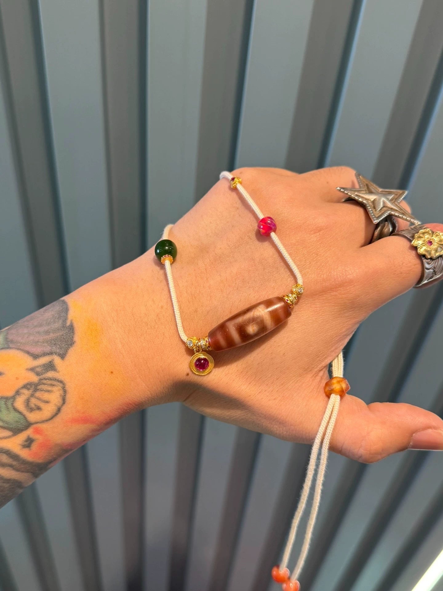 Tibetan & Western Asian Style "Celestial World" Dzi Necklace with Handmade Red-flesh Beads Aoao Toys