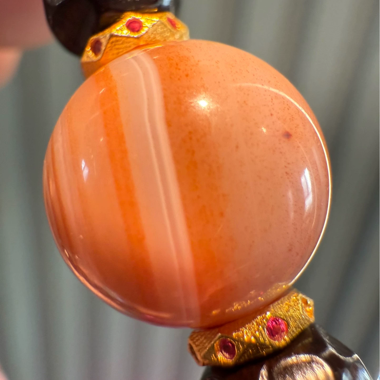 Gold Lucky Color:Agate Dzi Necklace with Milky White & Red Eyes Aoao Toys