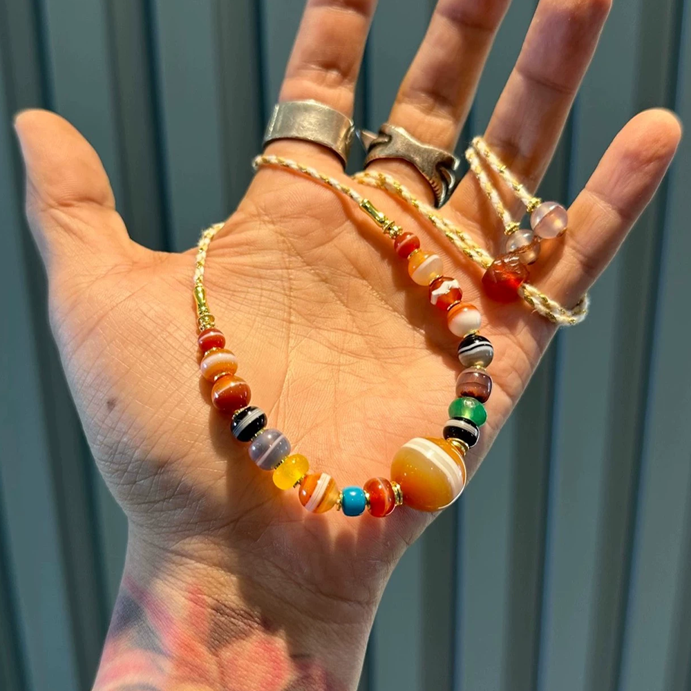 Multi-Treasure Tibetan-Style Bracelet with Agate  One-Line Medicine Beads Aoao Toys