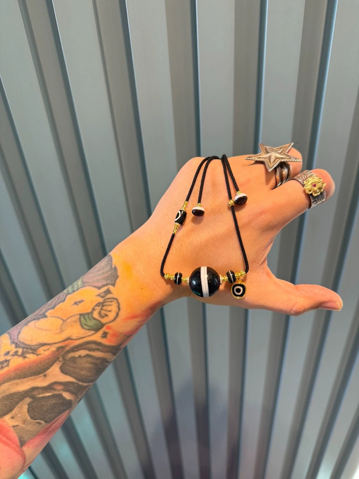 Tibetan Medicine Master Dzi Collarbone Necklace • Black-White Sardonyx & Ancient Pyu Bead Fusion Aoao Toys