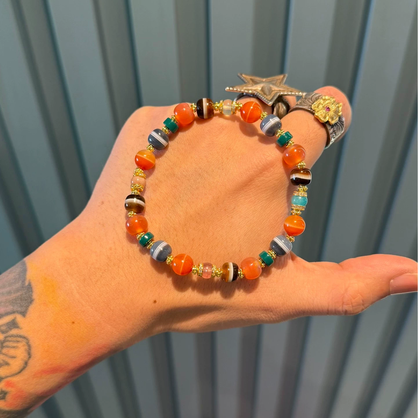 One-Line Medicine Bead Multi-Treasure Bracelet – Handcrafted Agate & Tibetan Beads Aoao Toys