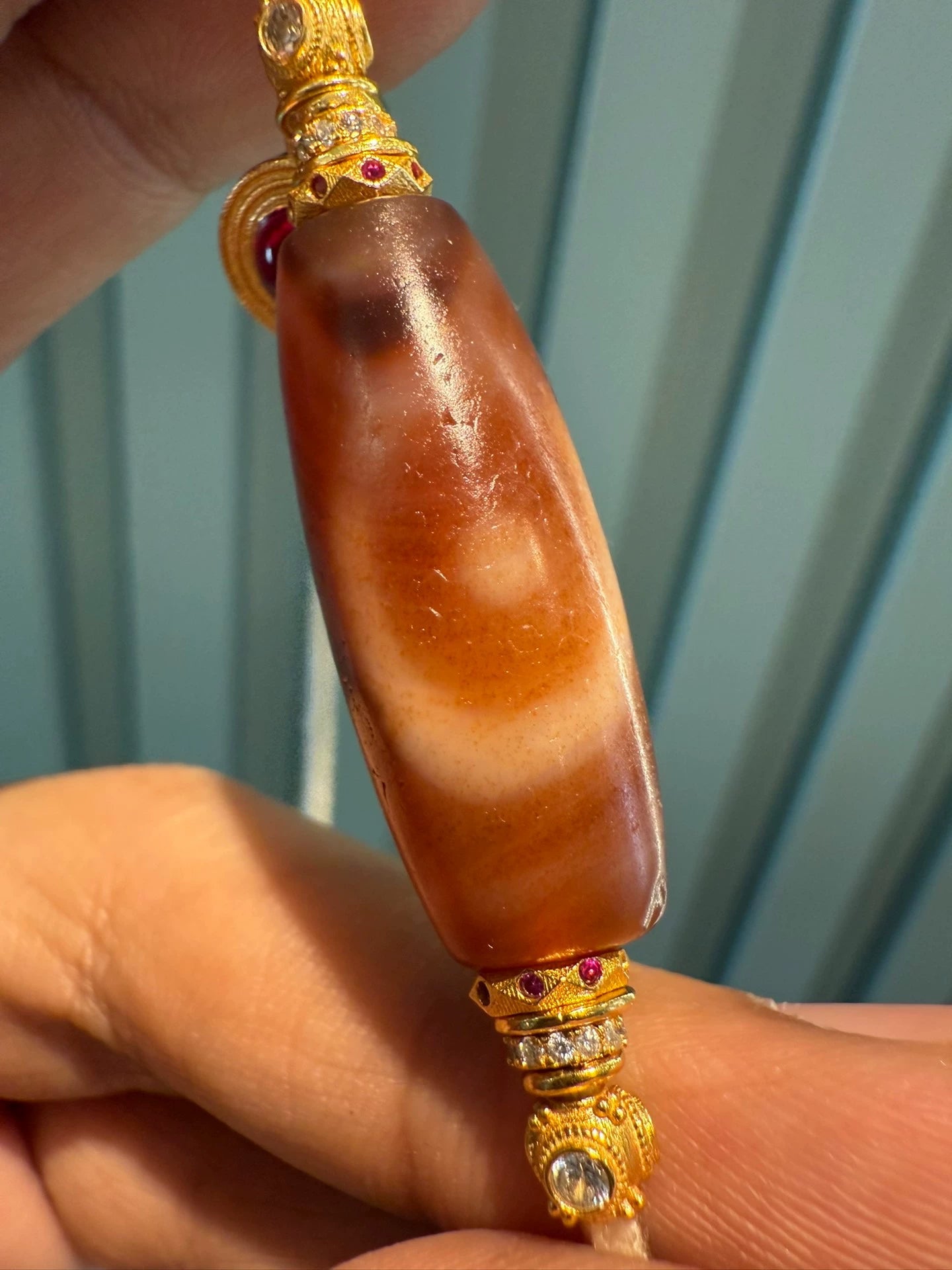 Tibetan & Western Asian Style "Celestial World" Dzi Necklace with Handmade Red-flesh Beads Aoao Toys