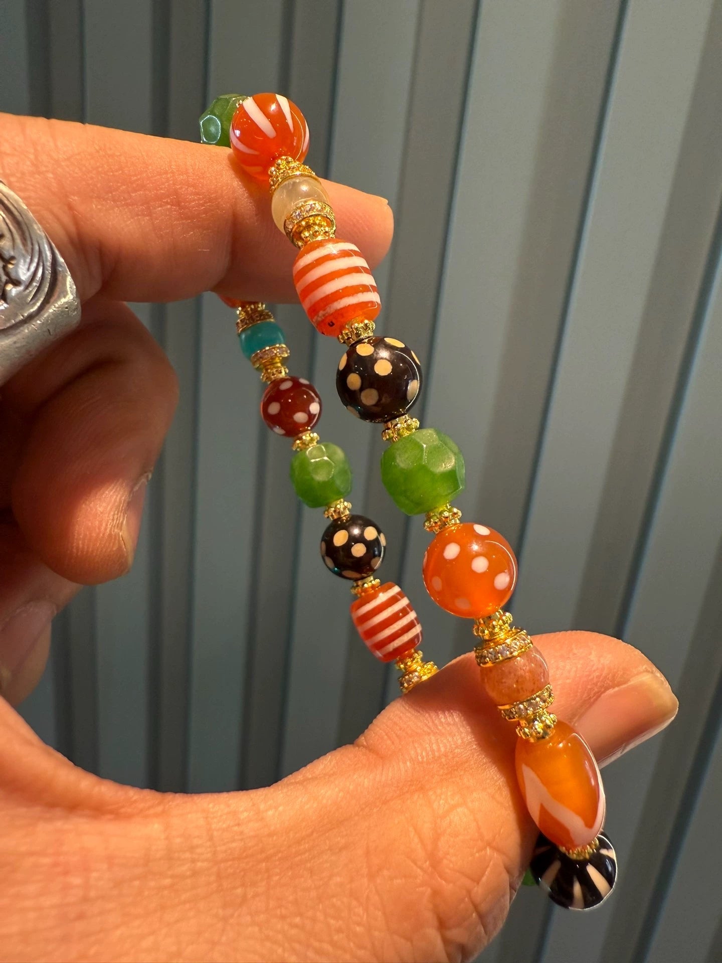 Purple Waxy Agate Handstring • Tibetan Style with Full Cinnabar Aoao Toys