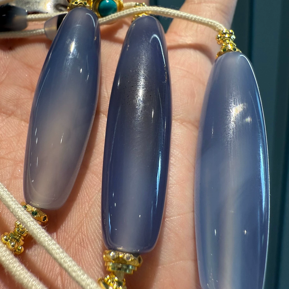 Water lucky color:Tibetan Dzi Necklace - Violet Lockbone Chain Aoao Toys