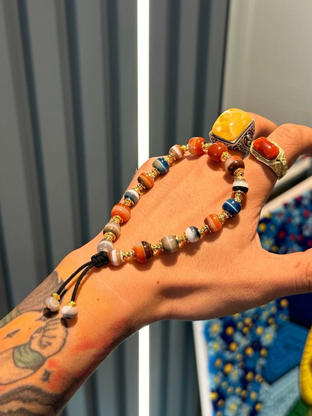 Ancient Multi-Treasure Sardonyx Handstring • 18+1 Gem Ensemble Aoao Toys