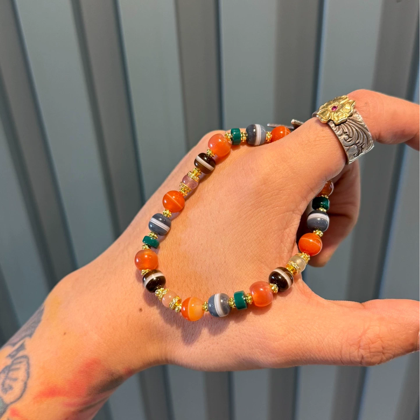 One-Line Medicine Bead Multi-Treasure Bracelet – Handcrafted Agate & Tibetan Beads Aoao Toys