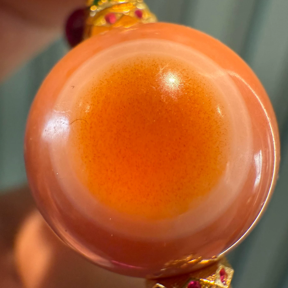 Premium Pink Agate Necklace with Red Sandalwood Eyes Aoao Toys