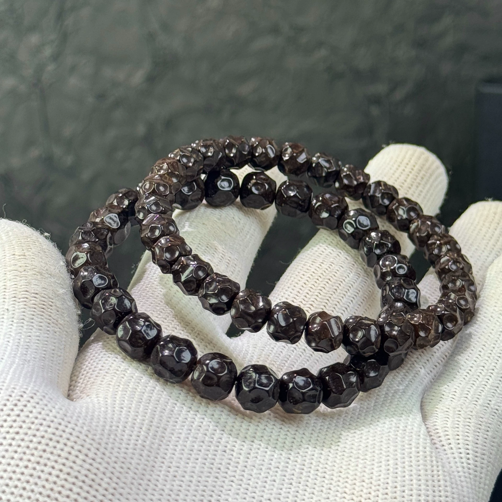 Handcrafted Natural Coconut Palm Wuxiang Bracelet with 9*8mm Random Carved Beads & Gold-plated Accents Aoao Toys