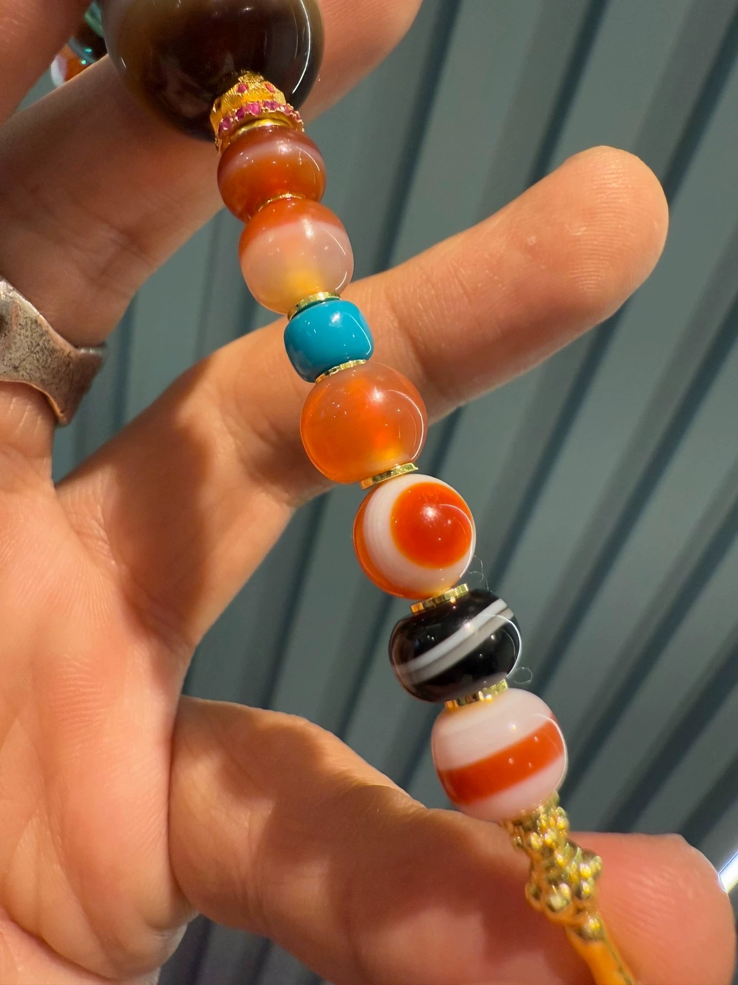 Rare 18mm Wide-Line Medicine Master Agate Necklace • 3-Civilization Fusion Aoao Toys