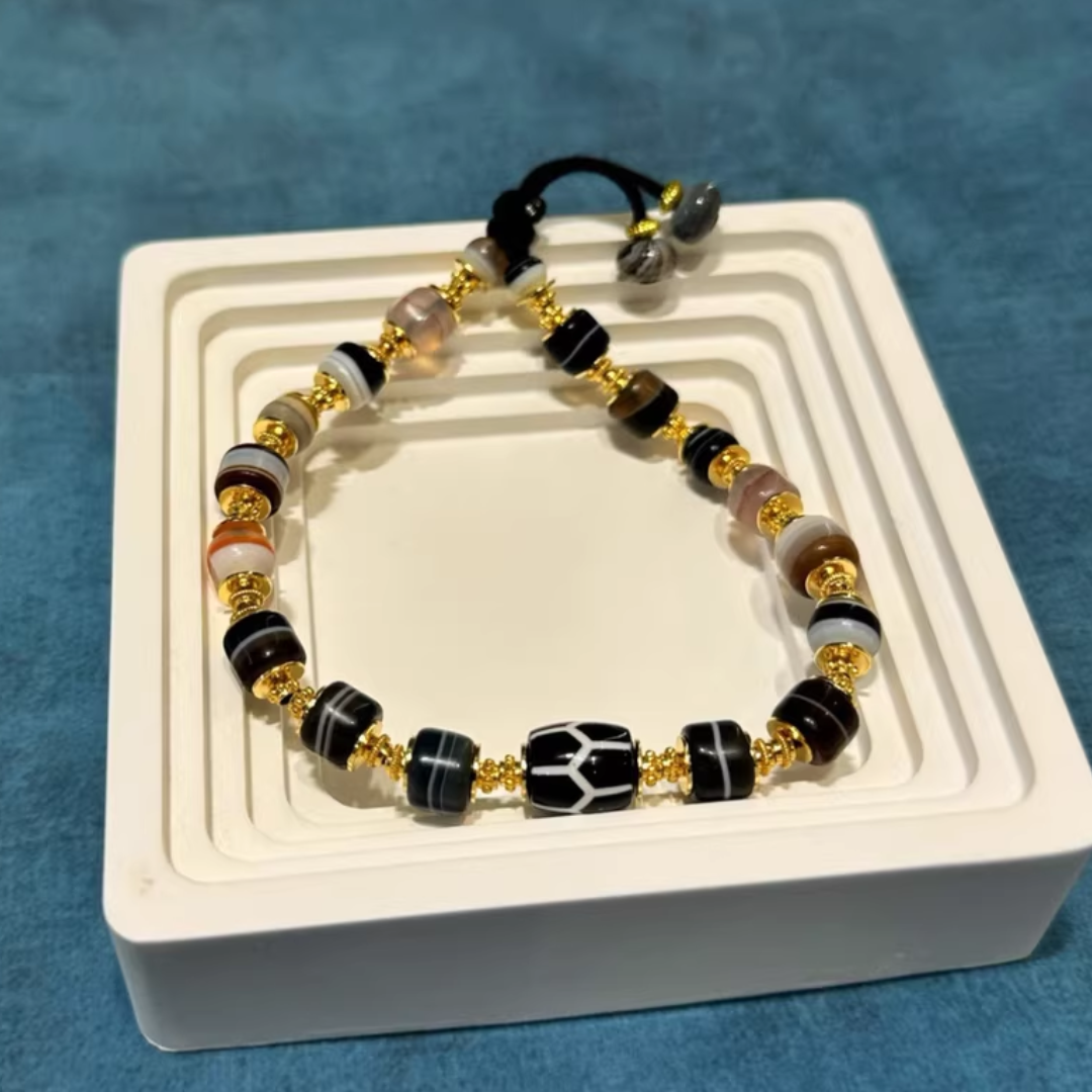 Lucky Water Color: Rare Ancient Bead Bracelet – Agate & Medicine Bead Masterpiece