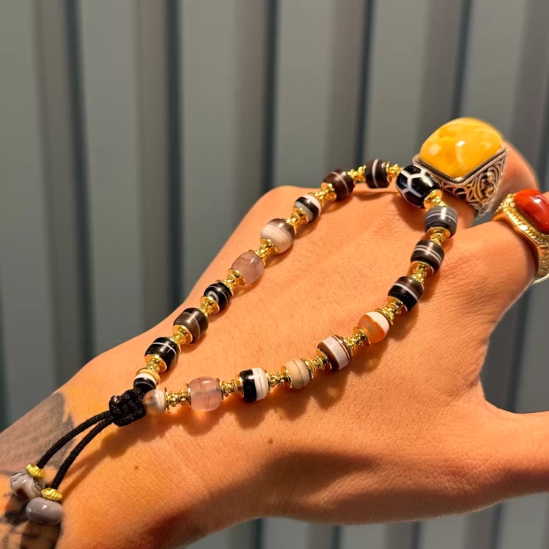 Lucky Water Color: Rare Ancient Bead Bracelet – Agate & Medicine Bead Masterpiece