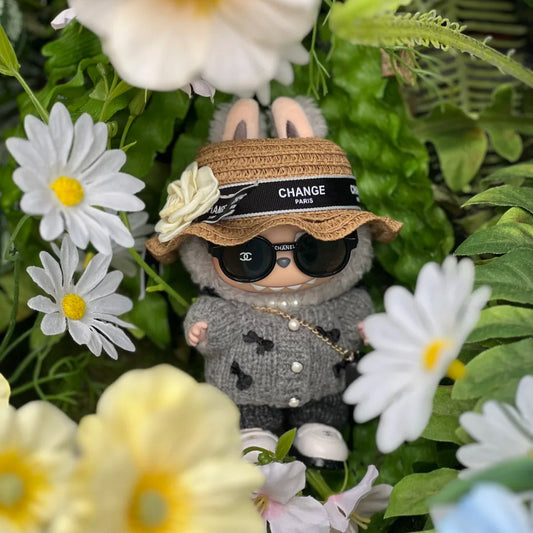 🧶 [Only Doll Clothes] Exclusive 7-Piece Handmade Outfit for Labubu Dolls - Denim Macaron Dream Set (Doll Not Included)