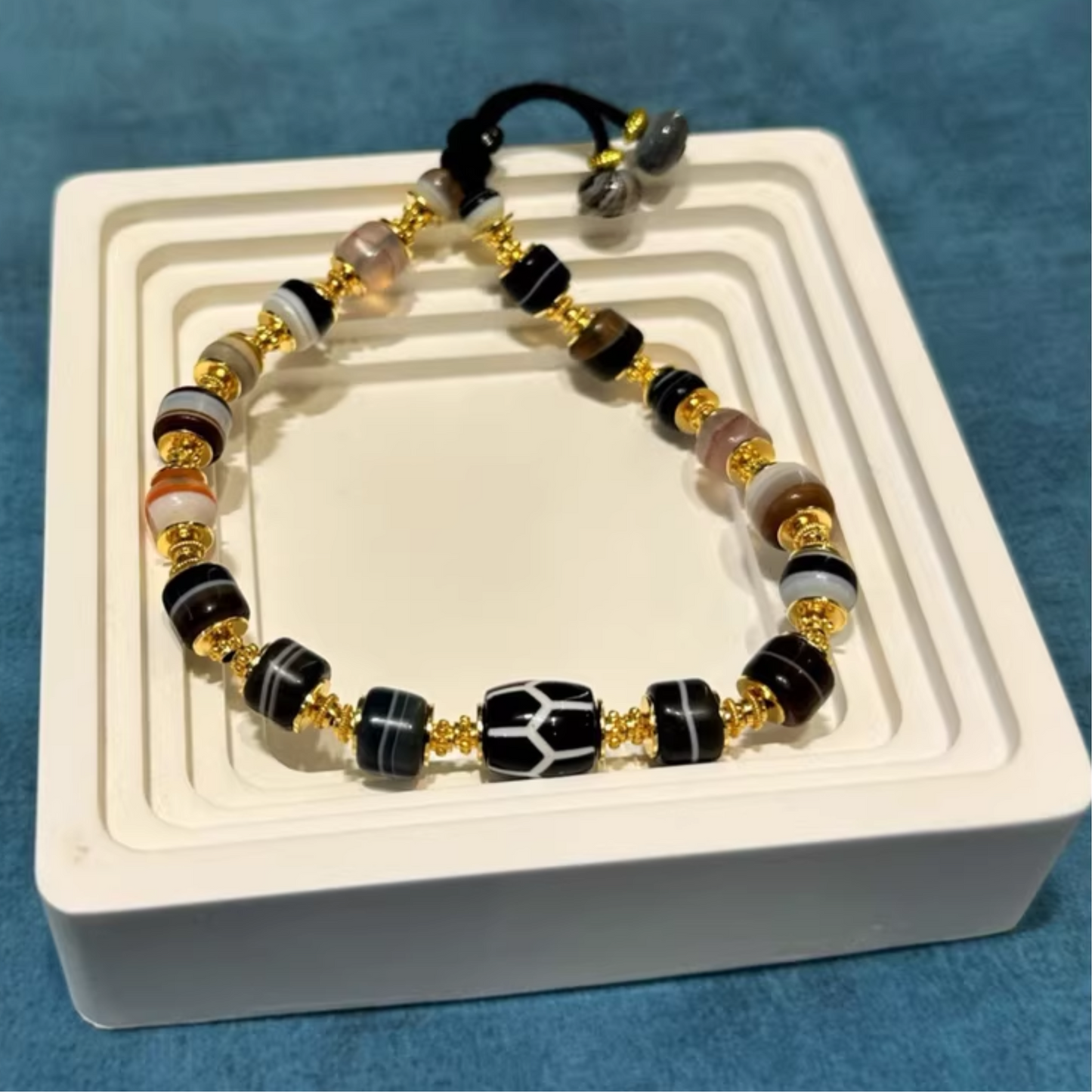 Water Lucky Color:Ancient Bead Treasure Bracelet – Agate Rainbow Single-Strand Bracelet