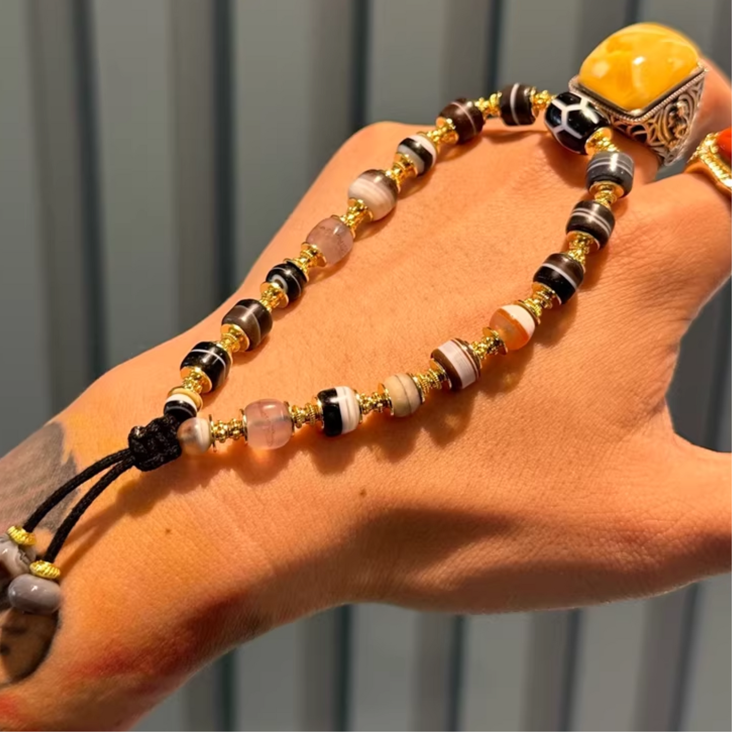 Water Lucky Color:Ancient Bead Treasure Bracelet – Agate Rainbow Single-Strand Bracelet