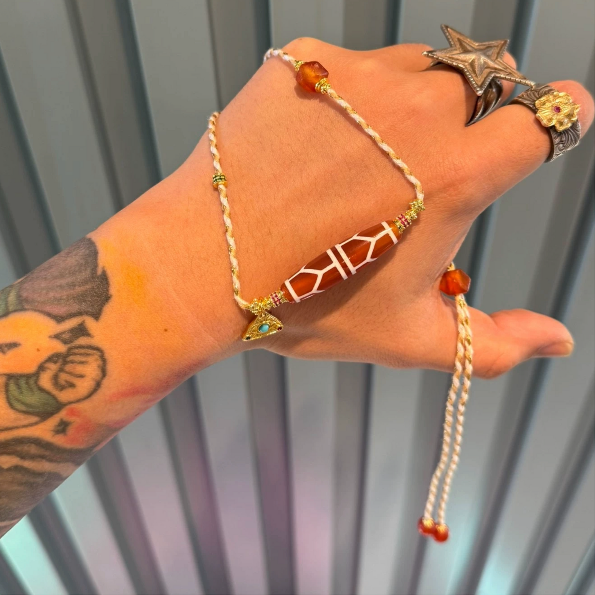 Fire lucky color：Southwest-Asian Agate Necklace with Intricate Beads and Tibetan-Inspired Design Aoao Toys